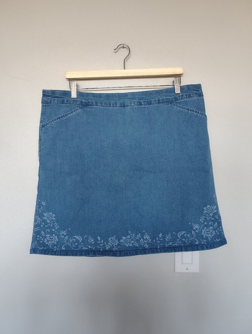 Northern Reflections Blue Denim Skort with Floral Hem